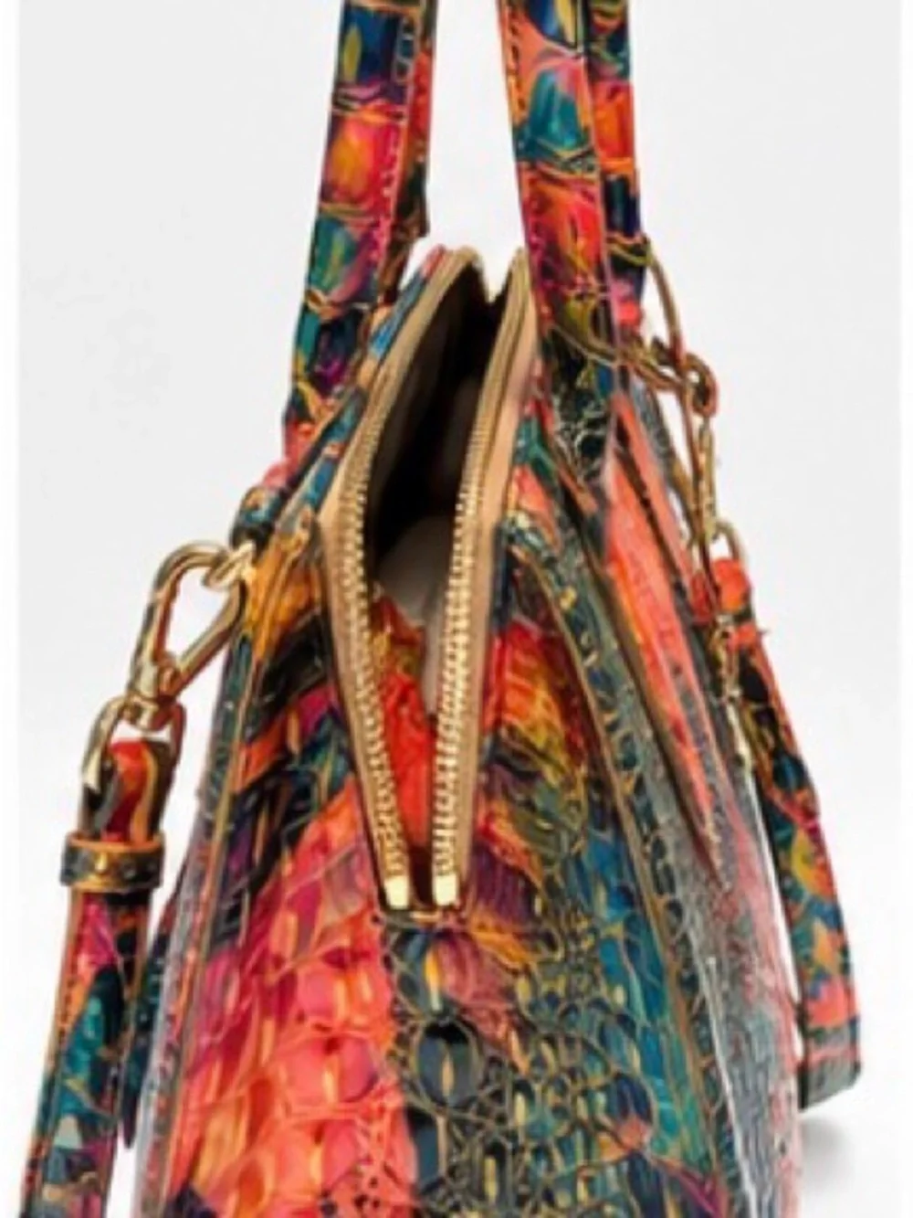 Brahmin Multicolor Croc-Embossed Satchel